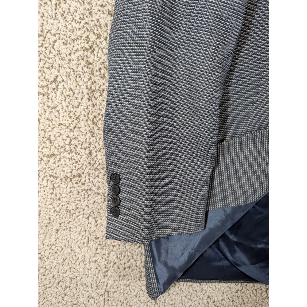 JOSEPH‎ ABBOUD Men's 43R Blue and Gray Houndstooth Silk Blend Sport Coat Blazer